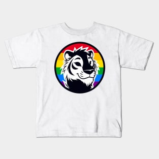 LGBTQ Pride Tiger Anthro Furry Rainbow Logo Kids T-Shirt